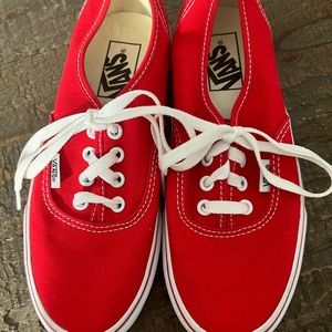 Red  authentic vans never been worn